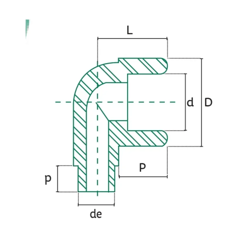 Codo Macho-Hembra 90° Tuboplus PP-R - Plano Dimensional Técnico