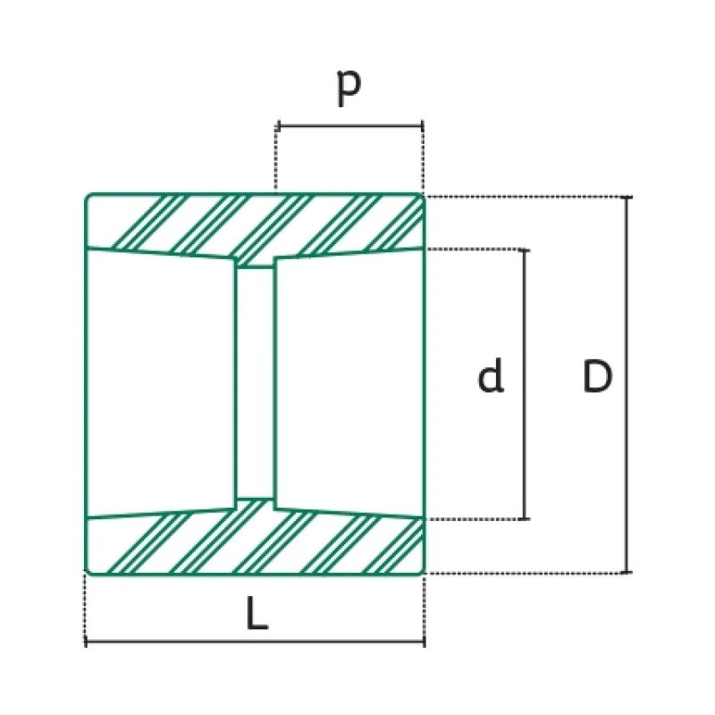 Cople Tuboplus PP-R Termofusión - Plano Dimensional Técnico