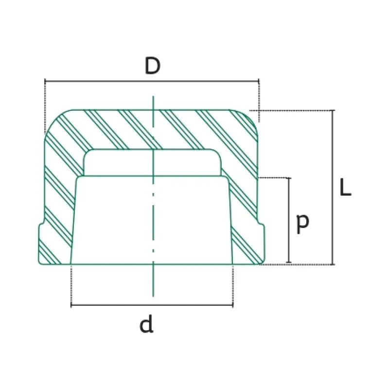 Tapón Hembra Tuboplus PP-R Termofusión - Plano Dimensional Técnico